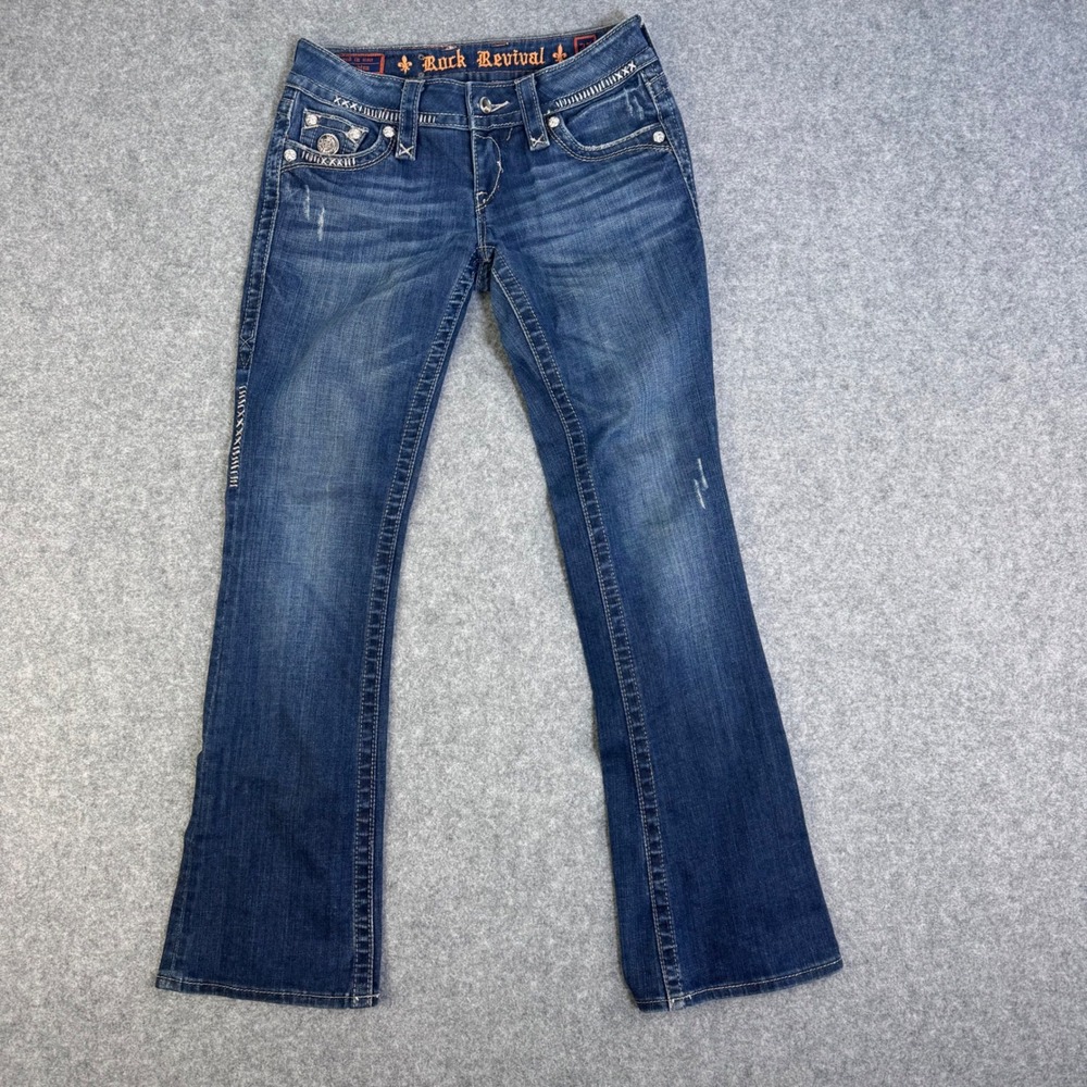 Rock Revival Jeans Women 26 Blue Fair Bootcut Celine Embellished JE8146RSR